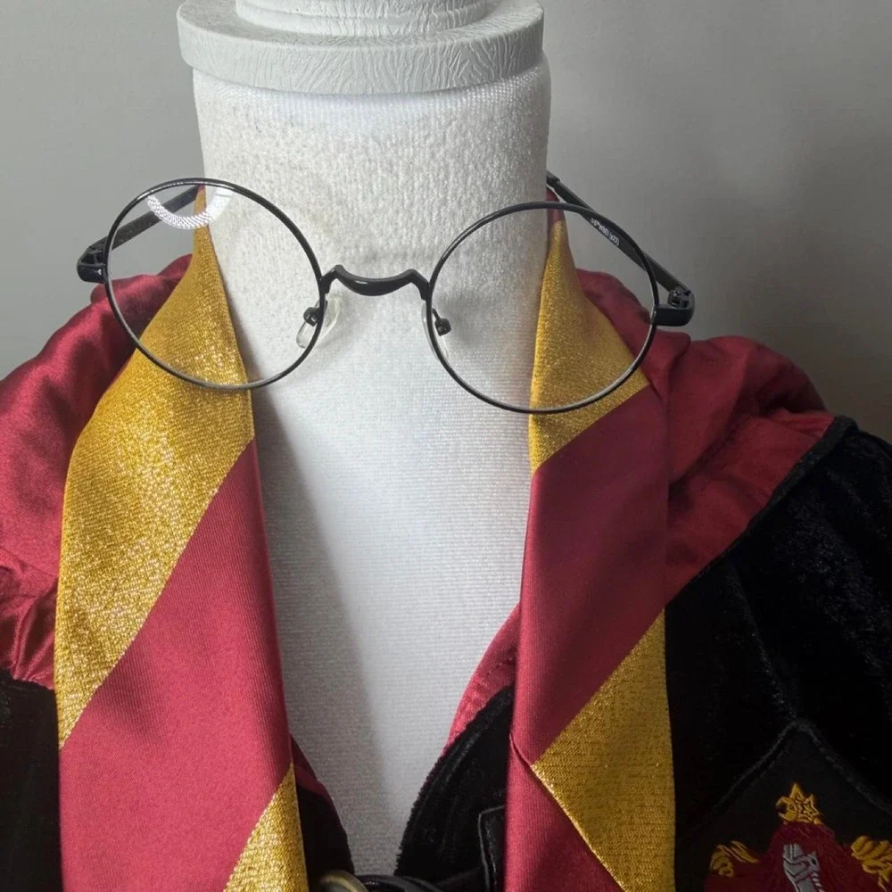 Harry Potter Deluxe Gryffindor Robe Costume + Tie & Glasses Set